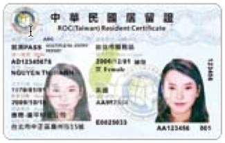 Taiwan ARC Alien Resident Card